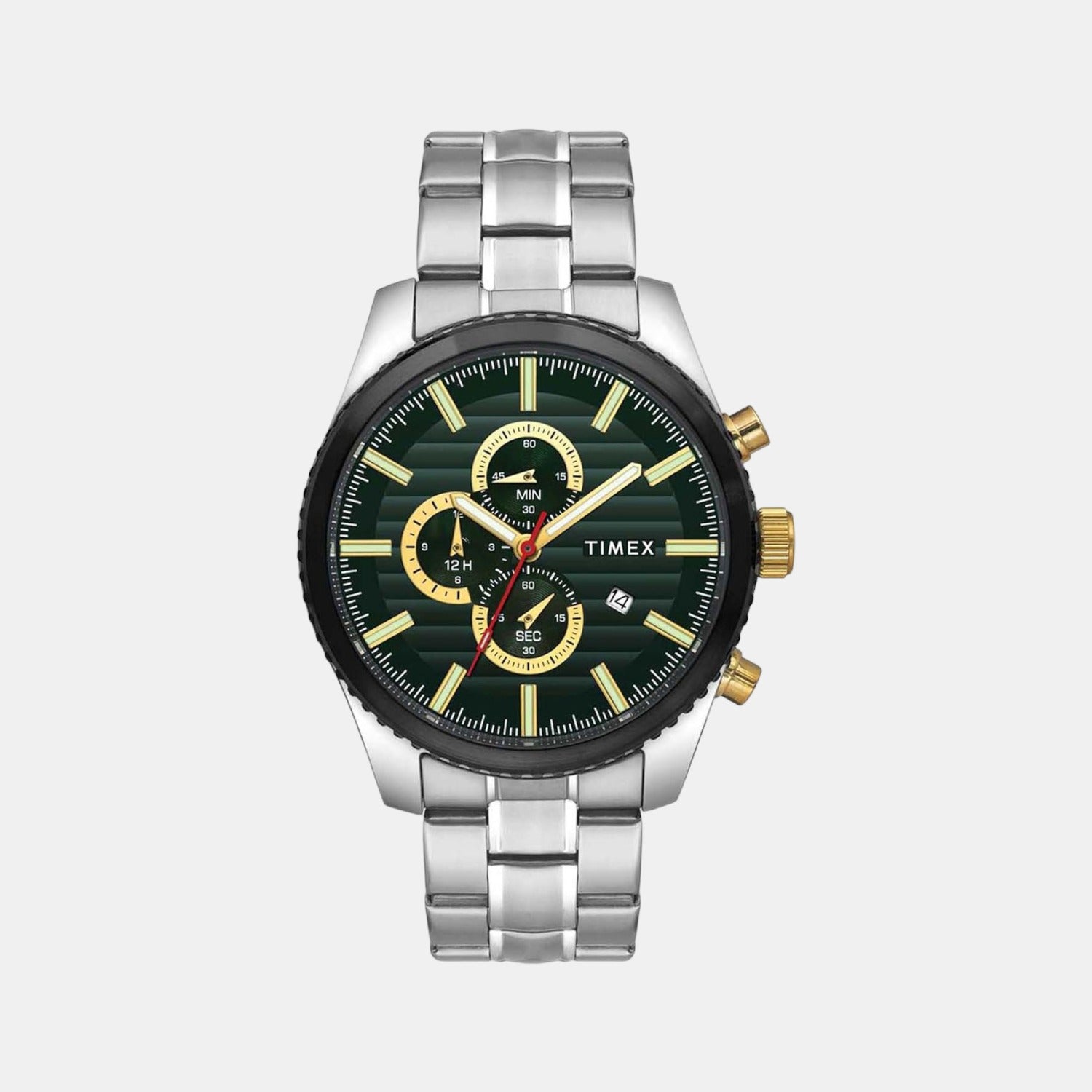Fashion Men Quartz Green Dial Chronograph Stainless Steel Watch TWEG19501