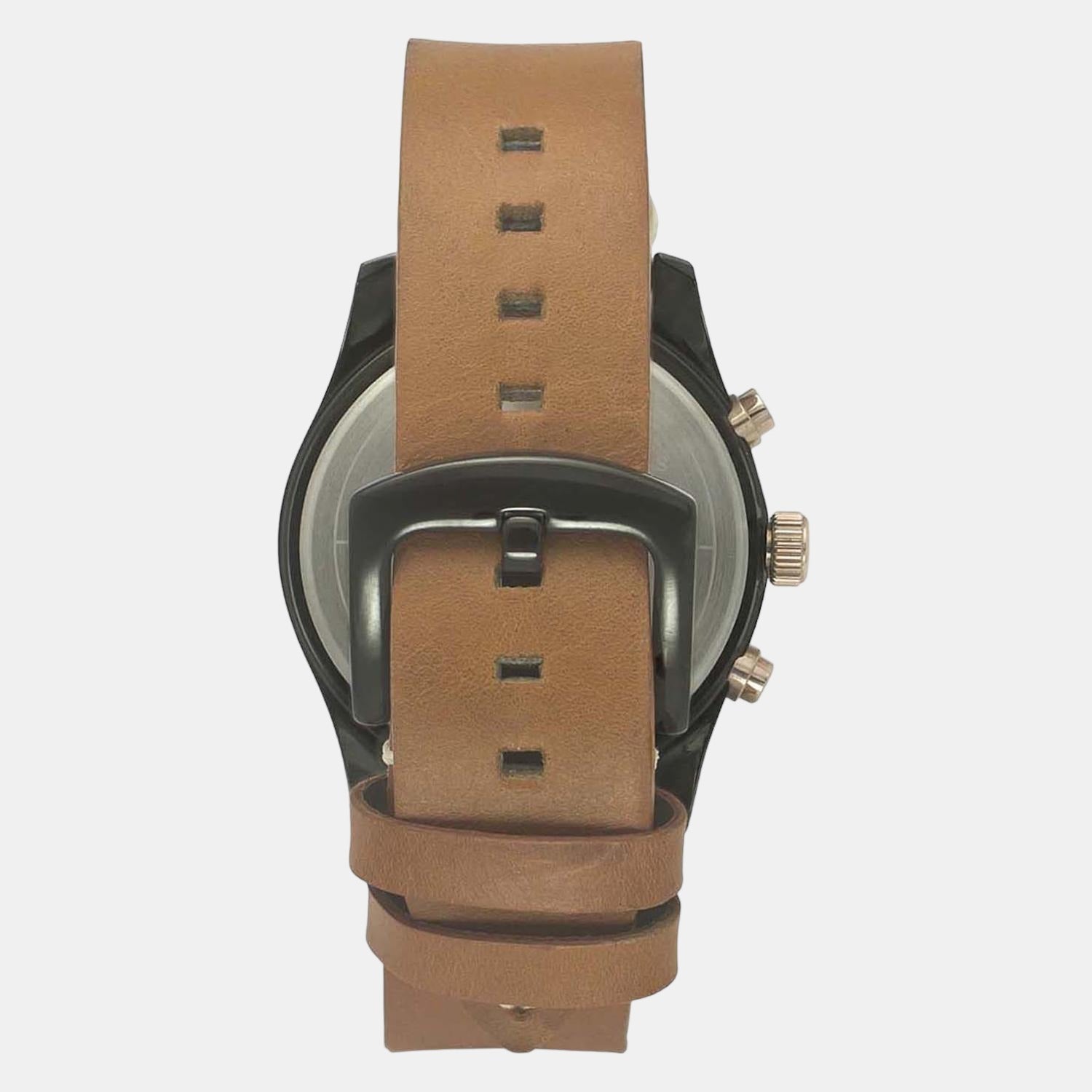 Fashion Men Quartz Silver Dial Chronograph Leather Watch TWEG19502