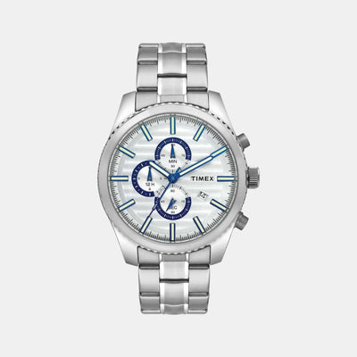Fashion Men Quartz Silver Dial Chronograph Stainless Steel Watch TWEG19503