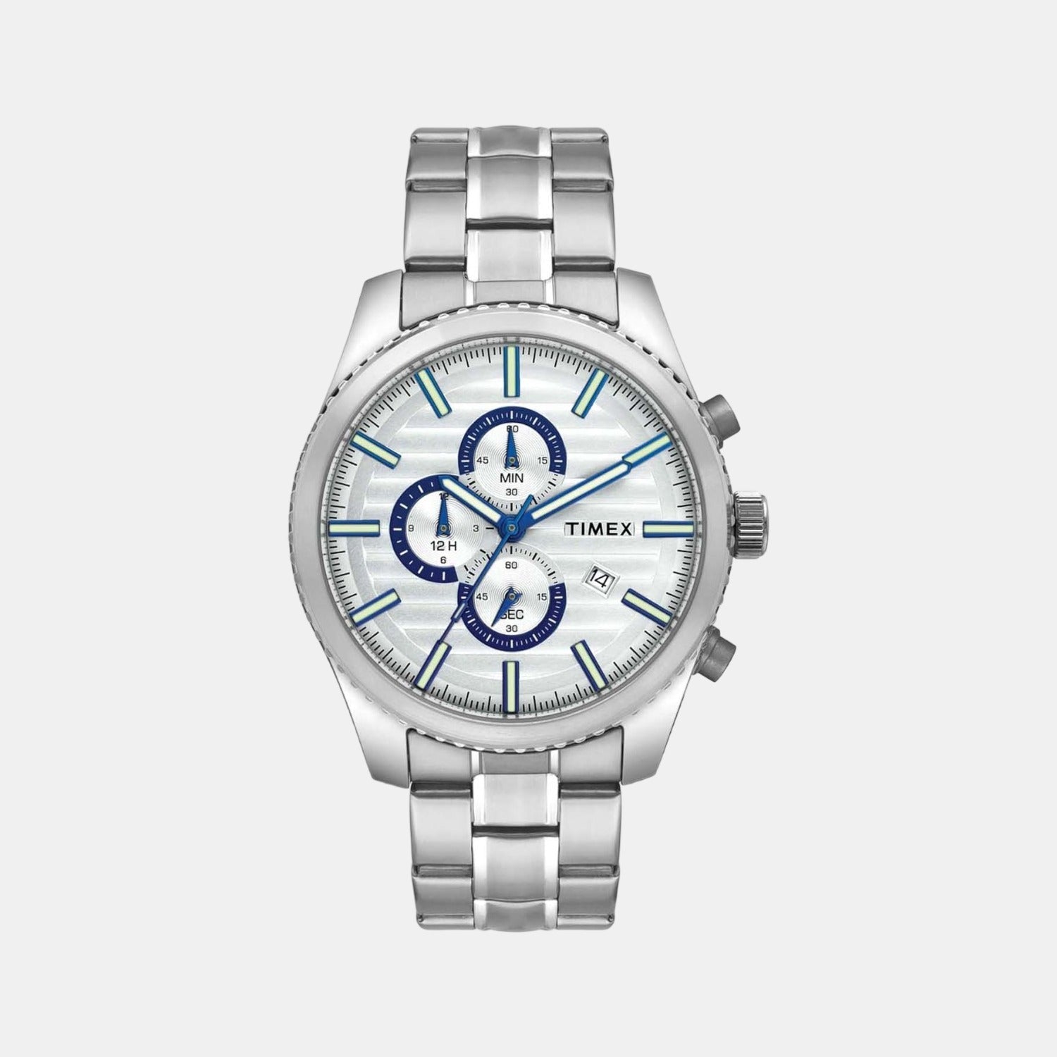 Fashion Men Quartz Silver Dial Chronograph Stainless Steel Watch TWEG19503