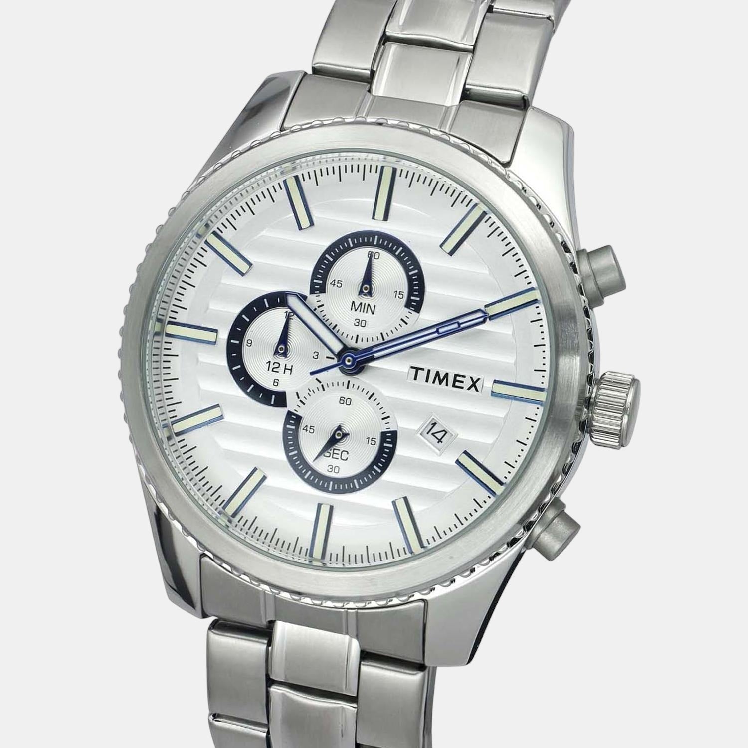 Fashion Men Quartz Silver Dial Chronograph Stainless Steel Watch TWEG19503