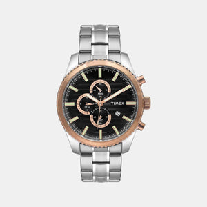 Fashion Men Quartz Black Dial Chronograph Stainless Steel Watch TWEG19504
