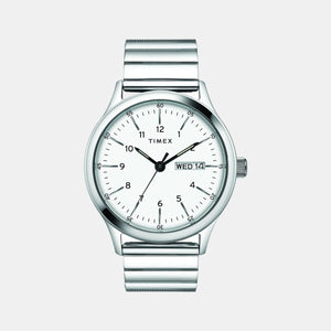 Fashion Men Quartz White Dial Analog Stainless Steel Watch TWEG19703