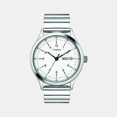 Fashion Men Quartz White Dial Analog Stainless Steel Watch TWEG19703