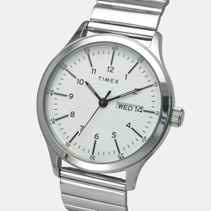 Fashion Men Quartz White Dial Analog Stainless Steel Watch TWEG19703