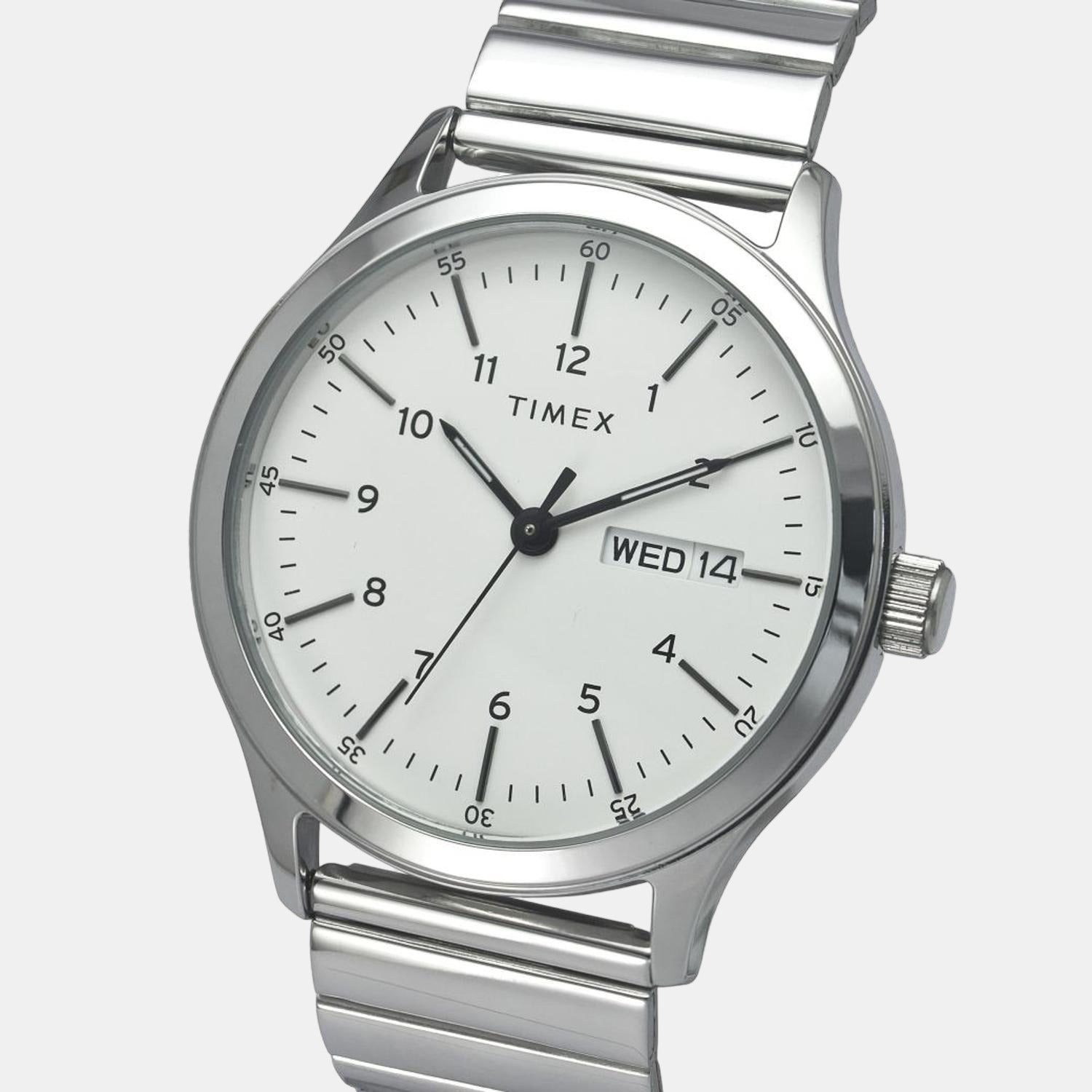 Fashion Men Quartz White Dial Analog Stainless Steel Watch TWEG19703