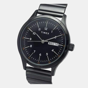 Fashion Men Quartz Black Dial Analog Stainless Steel Watch TWEG19705
