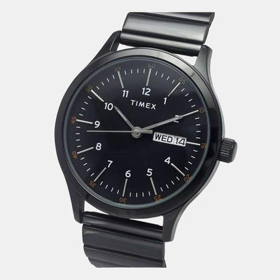 Fashion Men Quartz Black Dial Analog Stainless Steel Watch TWEG19705