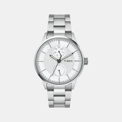Fashion Men Quartz Silver Dial Chronograph Stainless Steel Watch TWEG19900