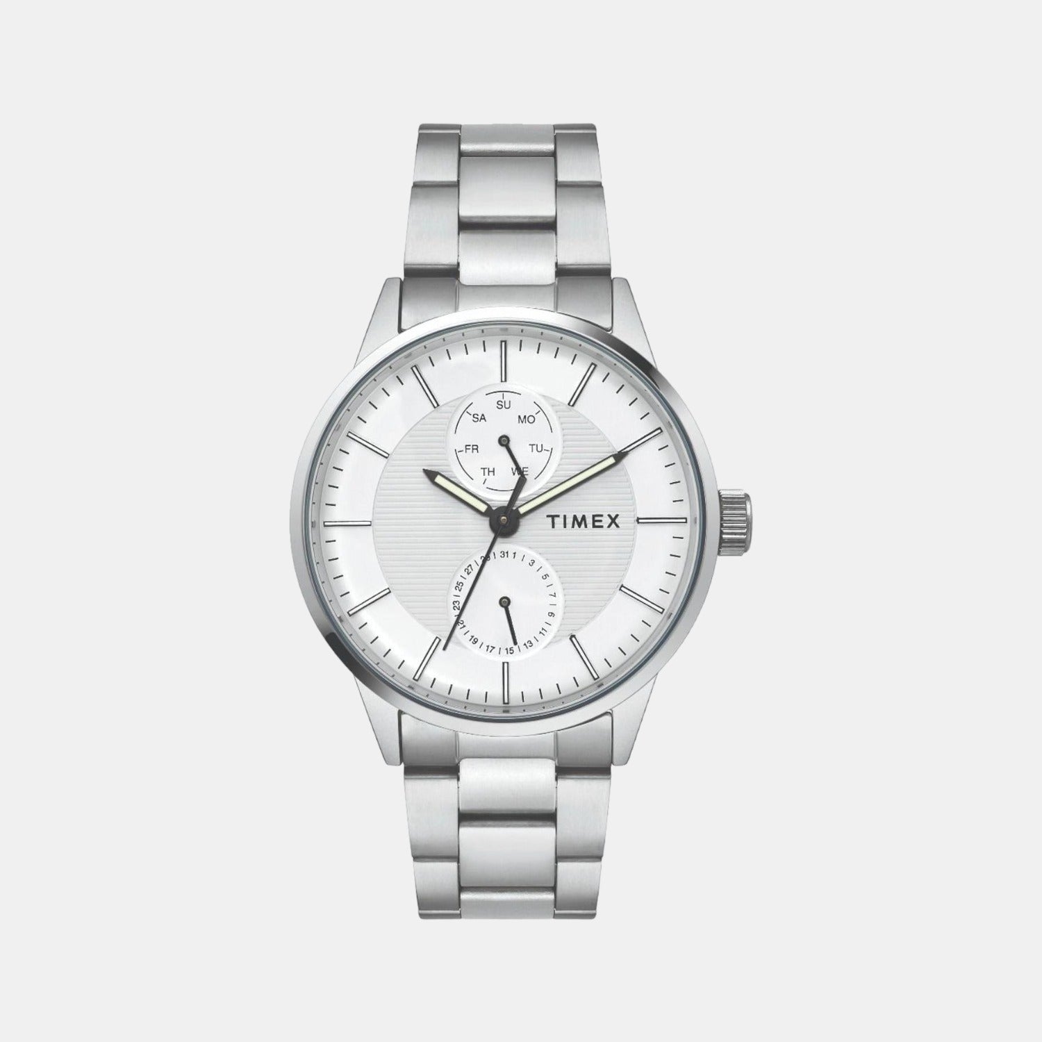 Fashion Men Quartz Silver Dial Chronograph Stainless Steel Watch TWEG19900