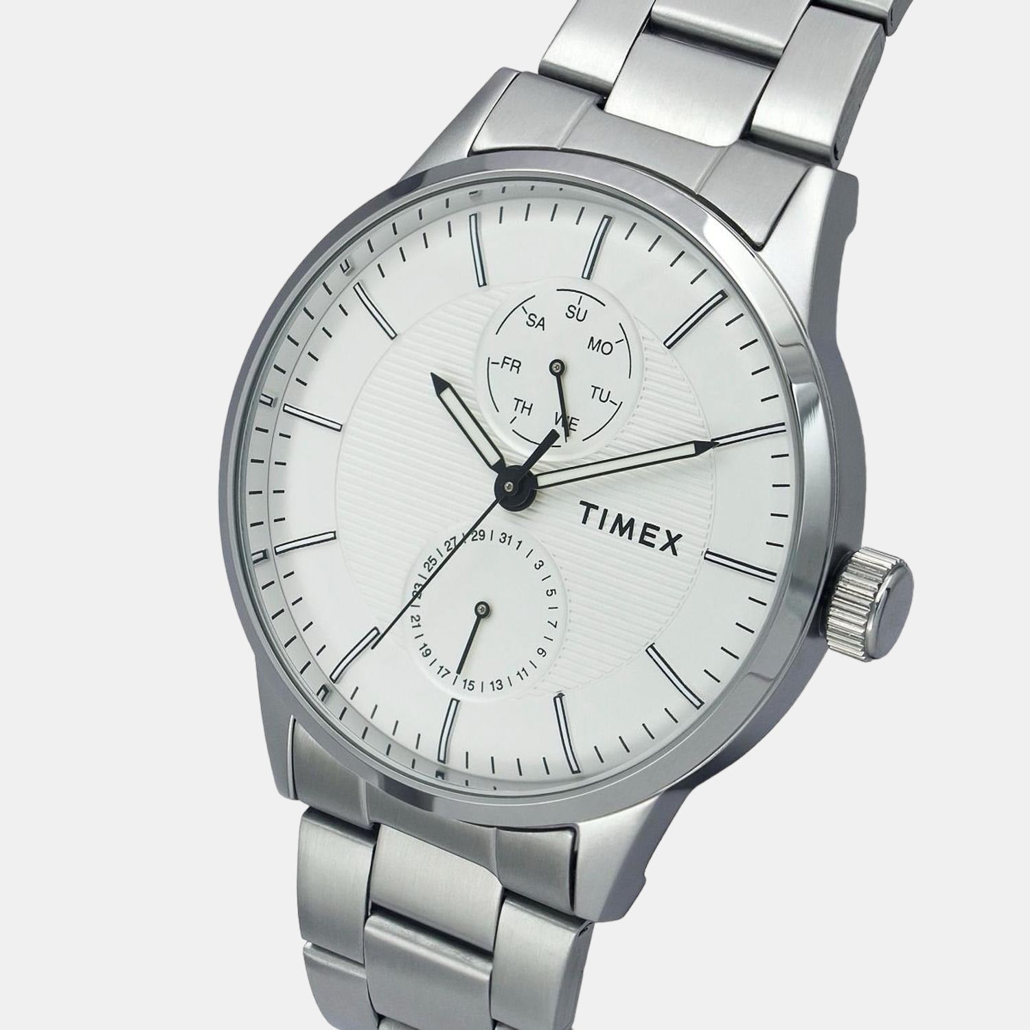 Fashion Men Quartz Silver Dial Chronograph Stainless Steel Watch TWEG19900