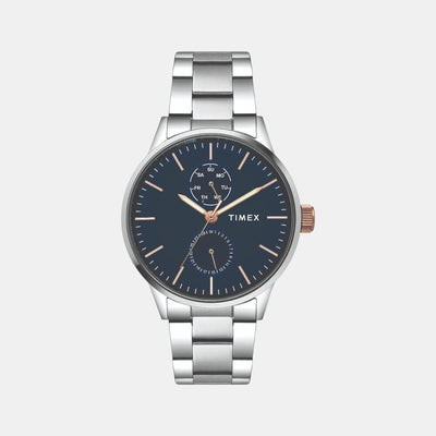 Fashion Men Quartz Blue Dial Multi-Function Stainless Steel Watch TWEG19901