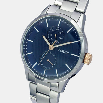 Fashion Men Quartz Blue Dial Multi-Function Stainless Steel Watch TWEG19901