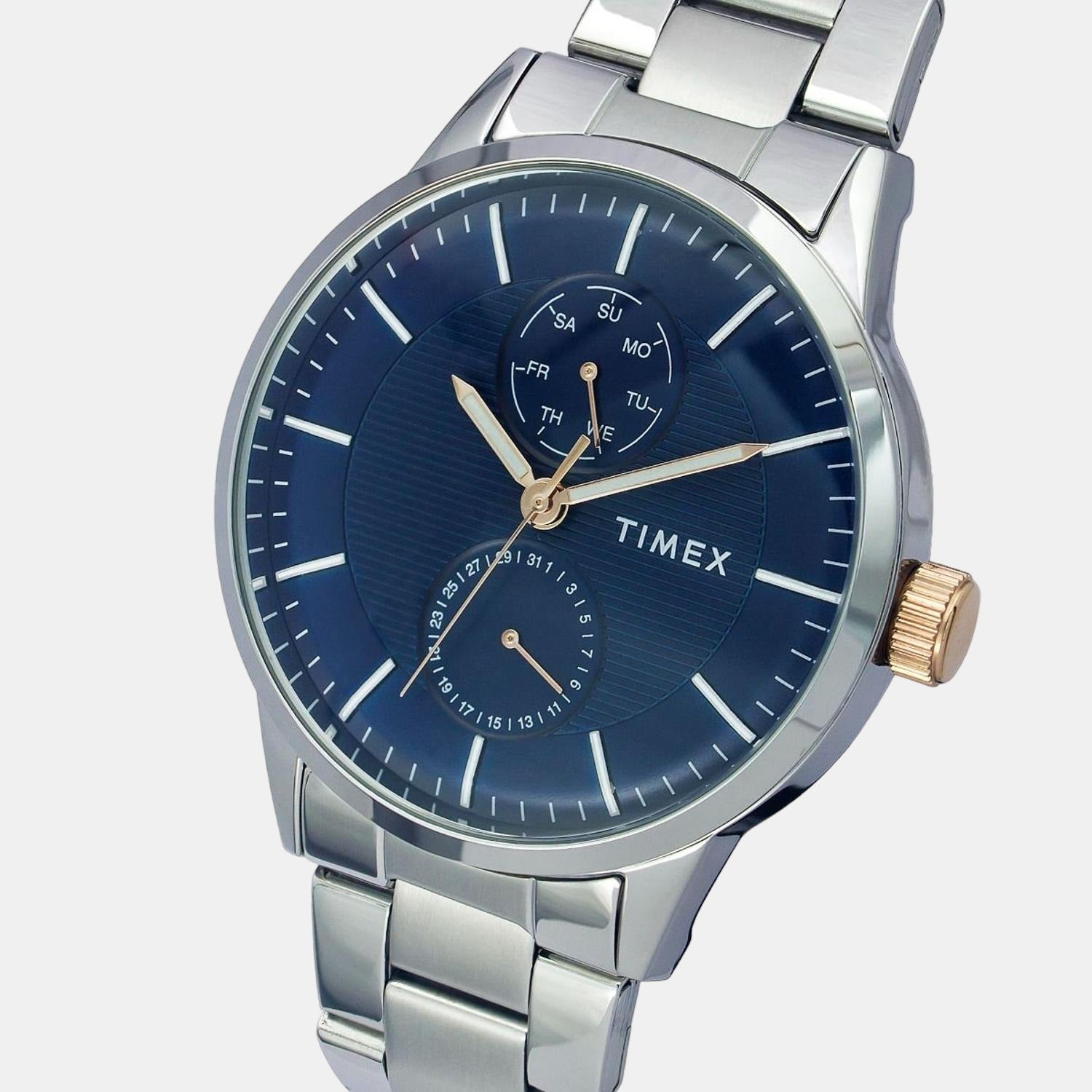 Fashion Men Quartz Blue Dial Multi-Function Stainless Steel Watch TWEG19901