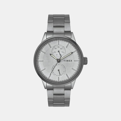 Fashion Men Quartz Grey Dial Chronograph Stainless Steel Watch TWEG19904