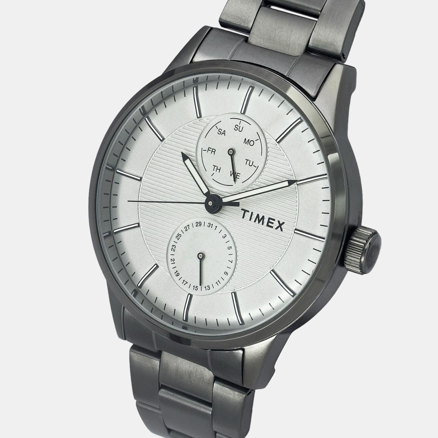 Fashion Men Quartz Grey Dial Chronograph Stainless Steel Watch TWEG19904