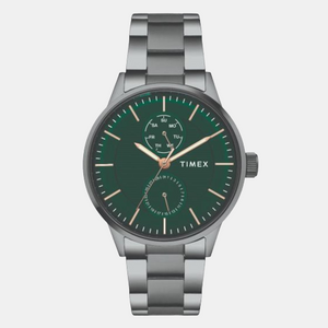 Fashion Men Quartz Green Dial Chronograph Stainless Steel Watch TWEG19905