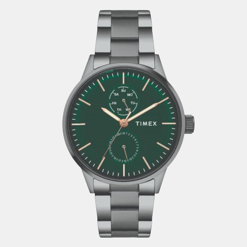 Fashion Men Quartz Green Dial Chronograph Stainless Steel Watch TWEG19905
