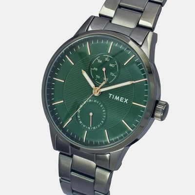 Fashion Men Quartz Green Dial Chronograph Stainless Steel Watch TWEG19905