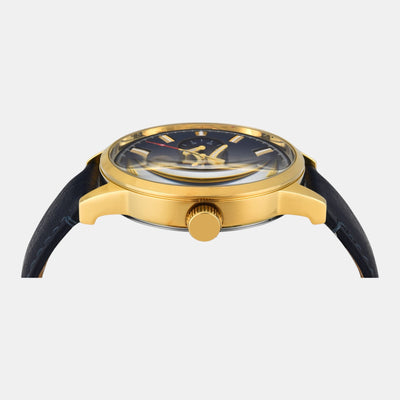Fashion Men Quartz Blue Dial Multi-Function Leather Watch TWEG19928