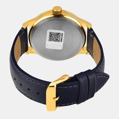 Fashion Men Quartz Blue Dial Multi-Function Leather Watch TWEG19928