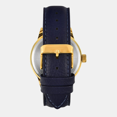 Fashion Men Quartz Blue Dial Multi-Function Leather Watch TWEG19928