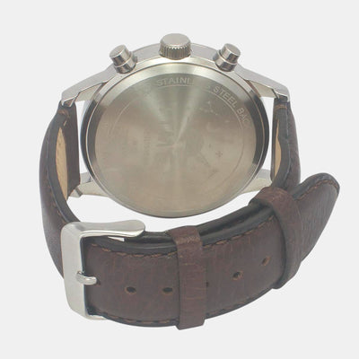 Fashion Men Quartz Salmon Dial Chronograph Leather Watch TWEG19930