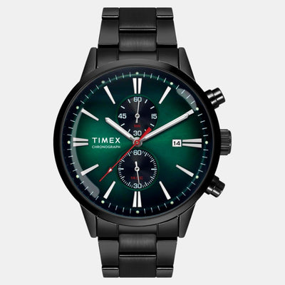 Fashion Men Quartz Green Dial Chronograph Stainless Steel Watch TWEG19933