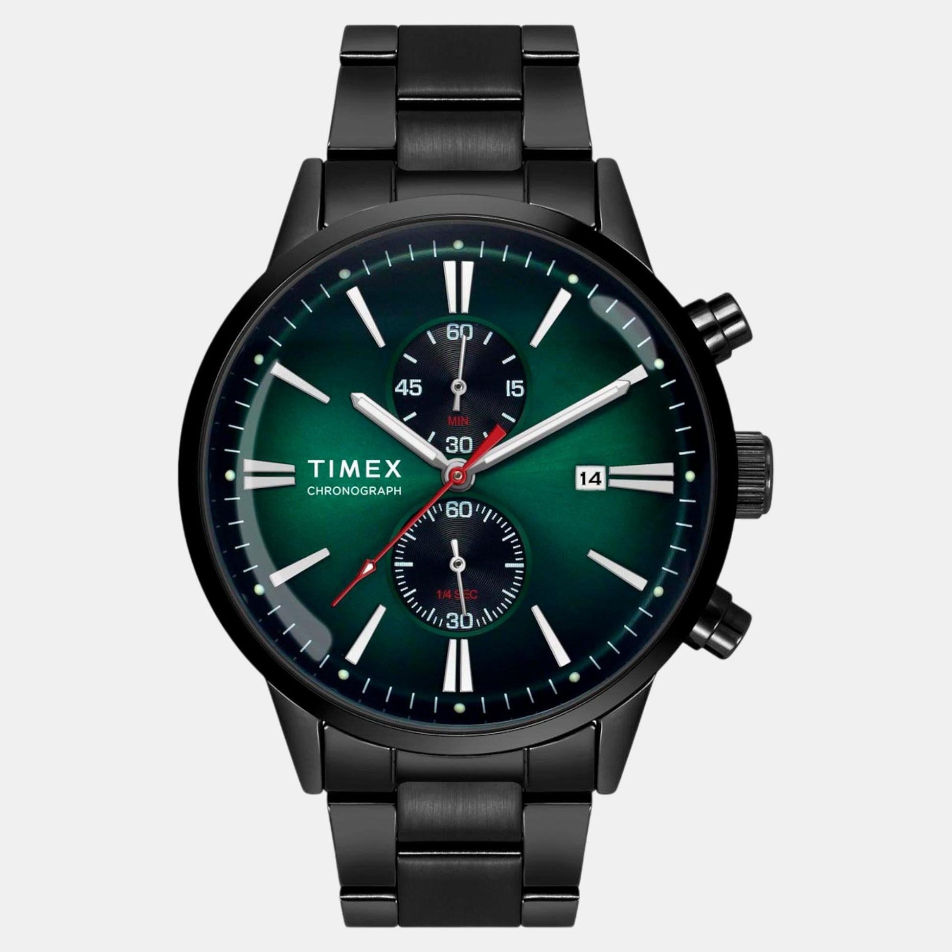Fashion Men Quartz Green Dial Chronograph Stainless Steel Watch TWEG19933