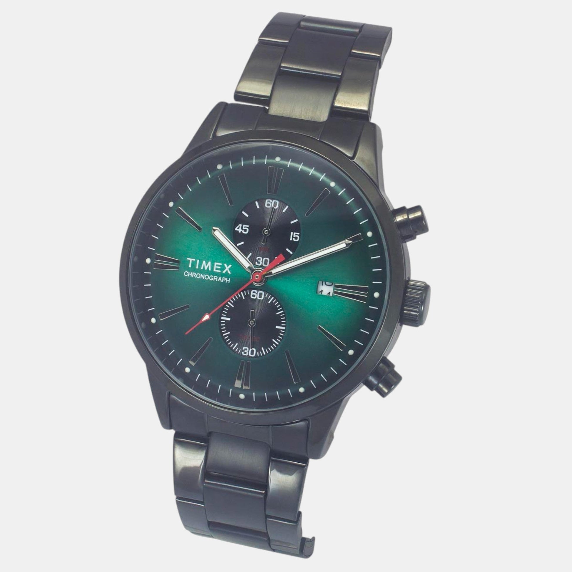 Fashion Men Quartz Green Dial Chronograph Stainless Steel Watch TWEG19933