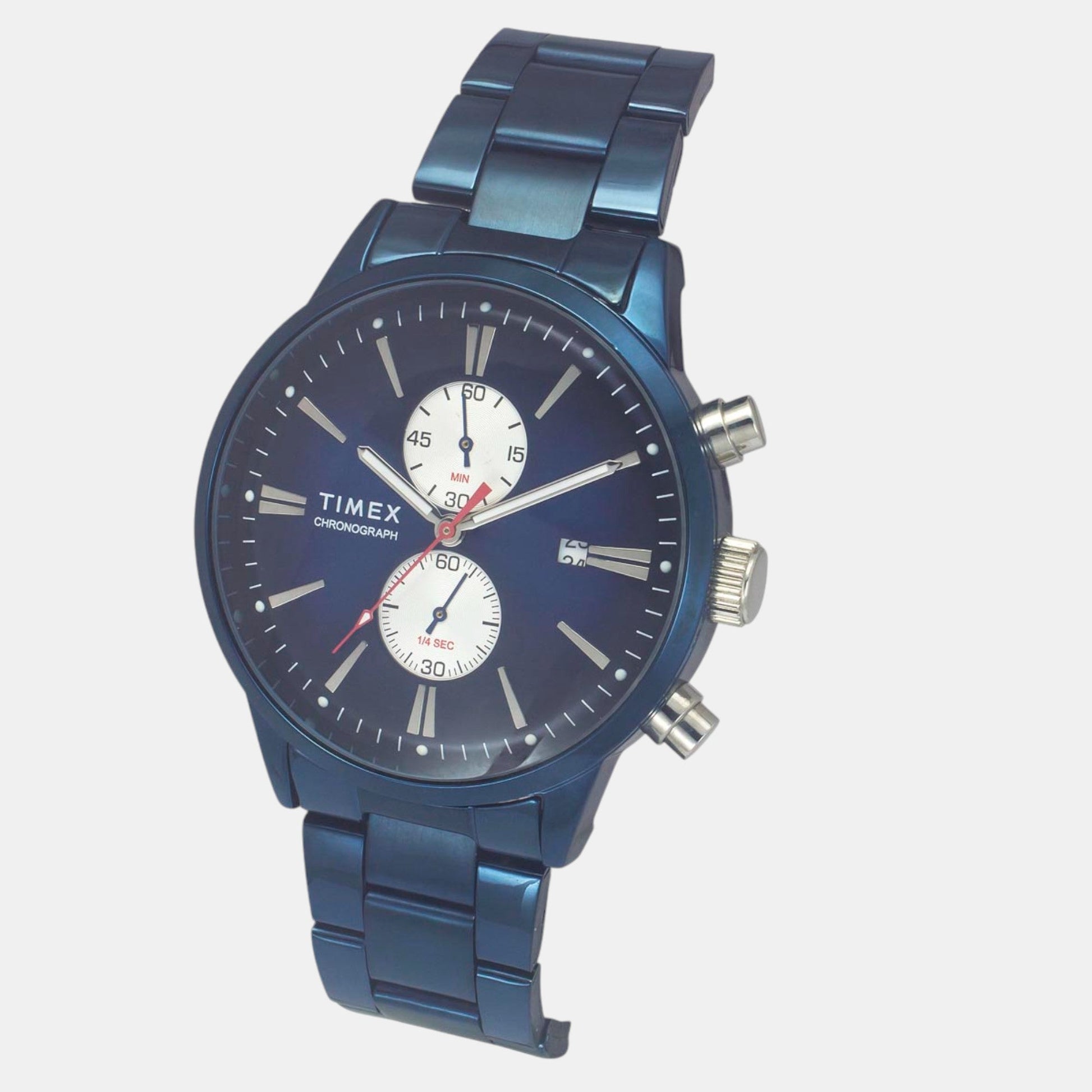 Fashion Men Quartz Blue Dial Chronograph Stainless Steel Watch TWEG19934