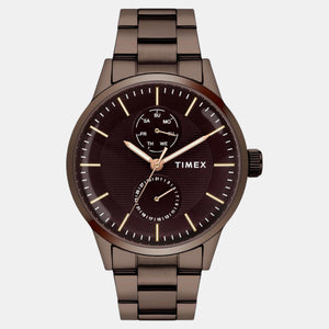 Fashion Men Quartz Brown Dial Multi-Function Stainless Steel Watch TWEG19941