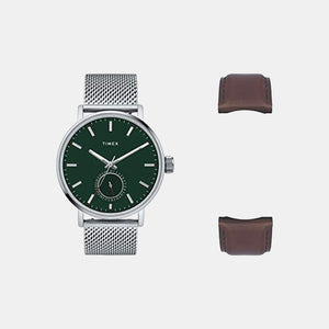 Fashion Men Quartz Green Dial Analog Stainless Steel Watch TWEG20001