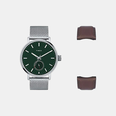 Fashion Men Quartz Green Dial Analog Stainless Steel Watch TWEG20001