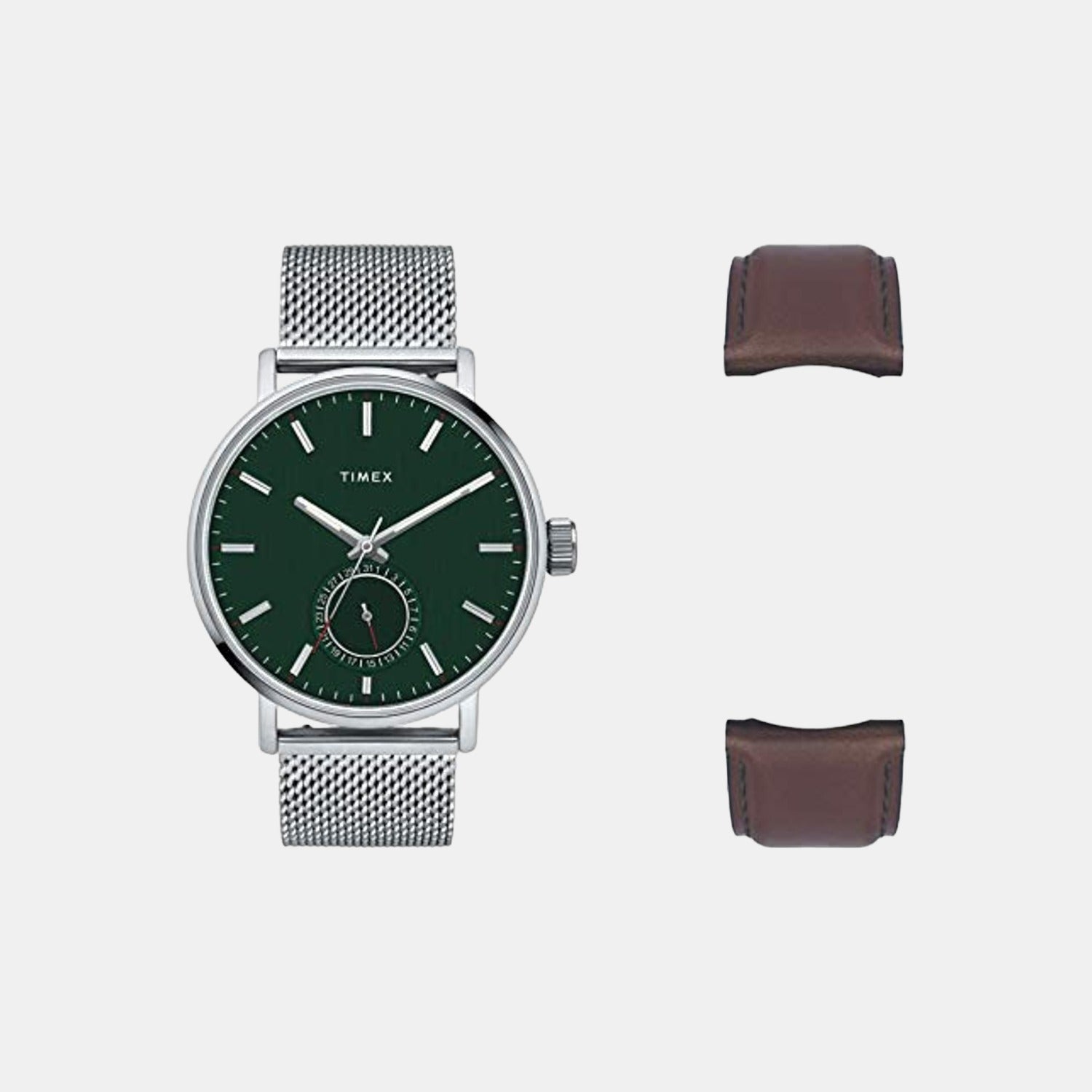 Fashion Men Quartz Green Dial Analog Stainless Steel Watch TWEG20001