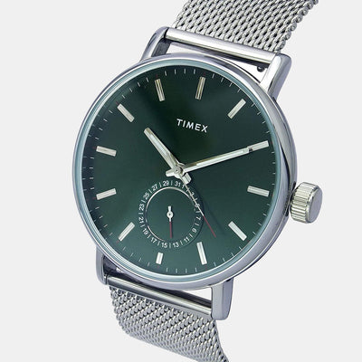 Fashion Men Quartz Green Dial Analog Stainless Steel Watch TWEG20001