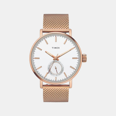Fashion Men Quartz White Dial Analog Stainless Steel Watch TWEG20002