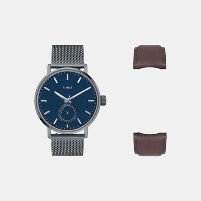 Fashion Men Quartz Blue Dial Analog Stainless Steel Watch TWEG20003