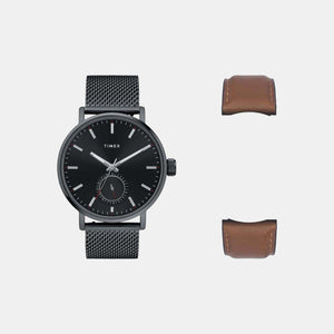 Fashion Men Quartz Black Dial Analog Stainless Steel Watch TWEG20004