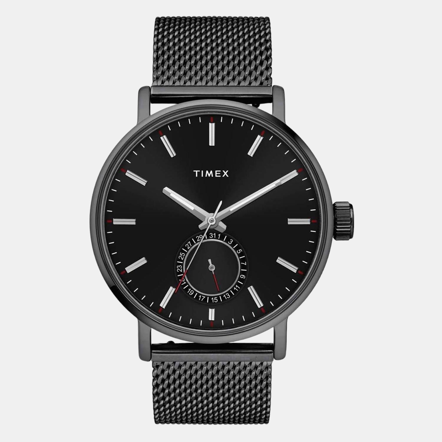 Fashion Men Quartz Black Dial Analog Stainless Steel Watch TWEG20004