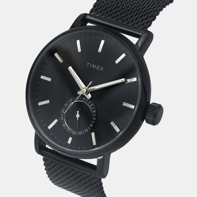 Fashion Men Quartz Black Dial Analog Stainless Steel Watch TWEG20004
