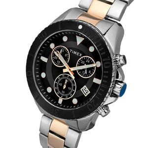 Timex E Class Men's Black Dial Round Case Chronograph Date Function Watch 47mm TWEG20102