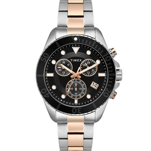 Timex E Class Men's Black Dial Round Case Chronograph Date Function Watch 47mm TWEG20102