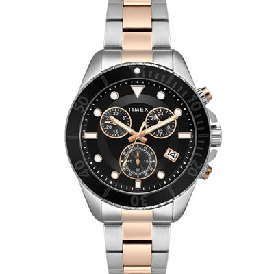 Timex E Class Men's Black Dial Round Case Chronograph Date Function Watch 47mm TWEG20102