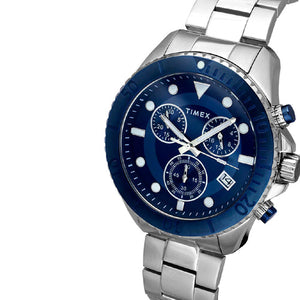 Timex E Class Men's Blue Dial Round Case Chronograph Date Function Watch 47mm TWEG20103