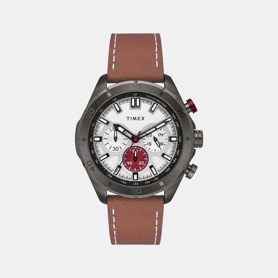 E Class Men Quartz Silver Dial Chronograph Leather Watch TWEG20303
