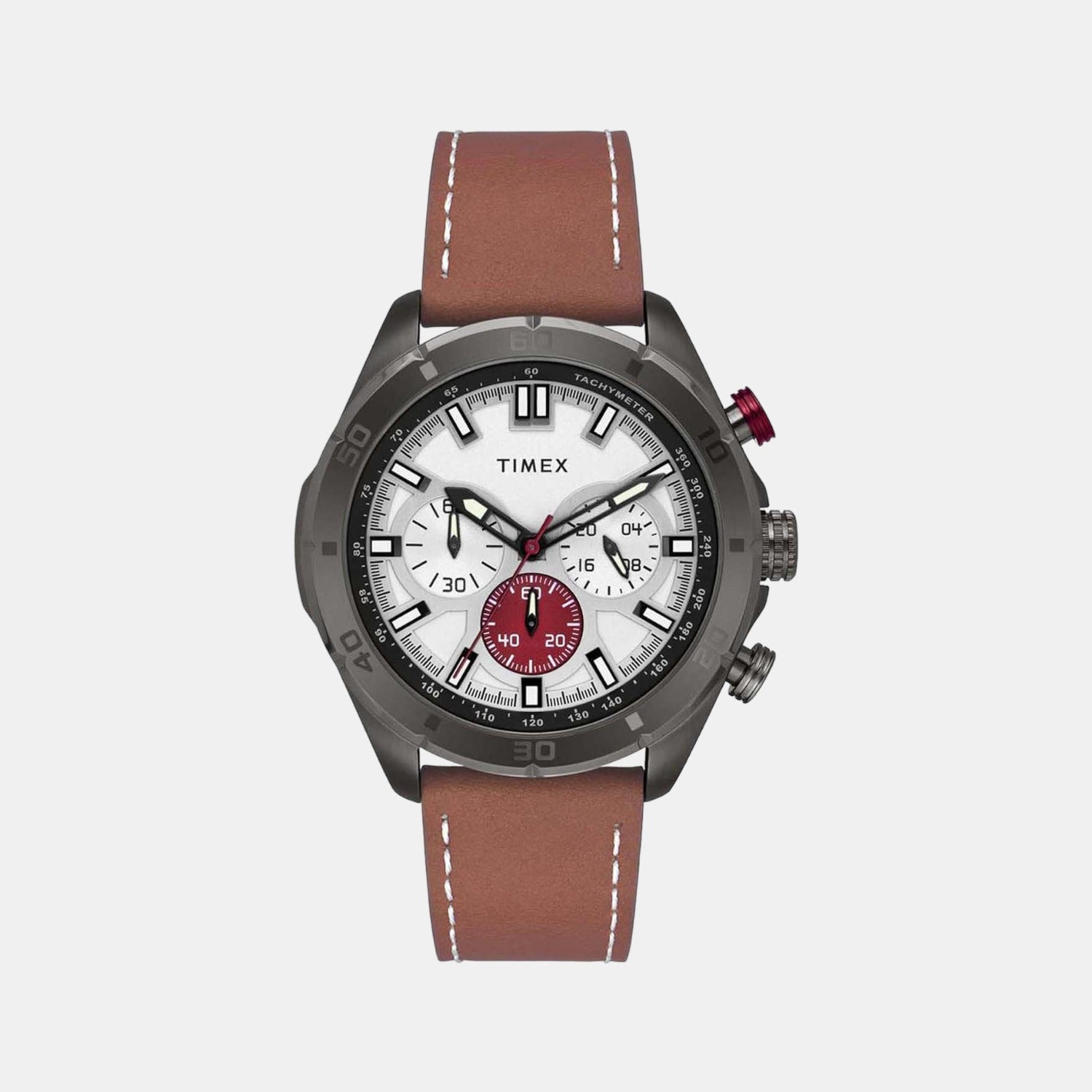 E Class Men Quartz Silver Dial Chronograph Leather Watch TWEG20303