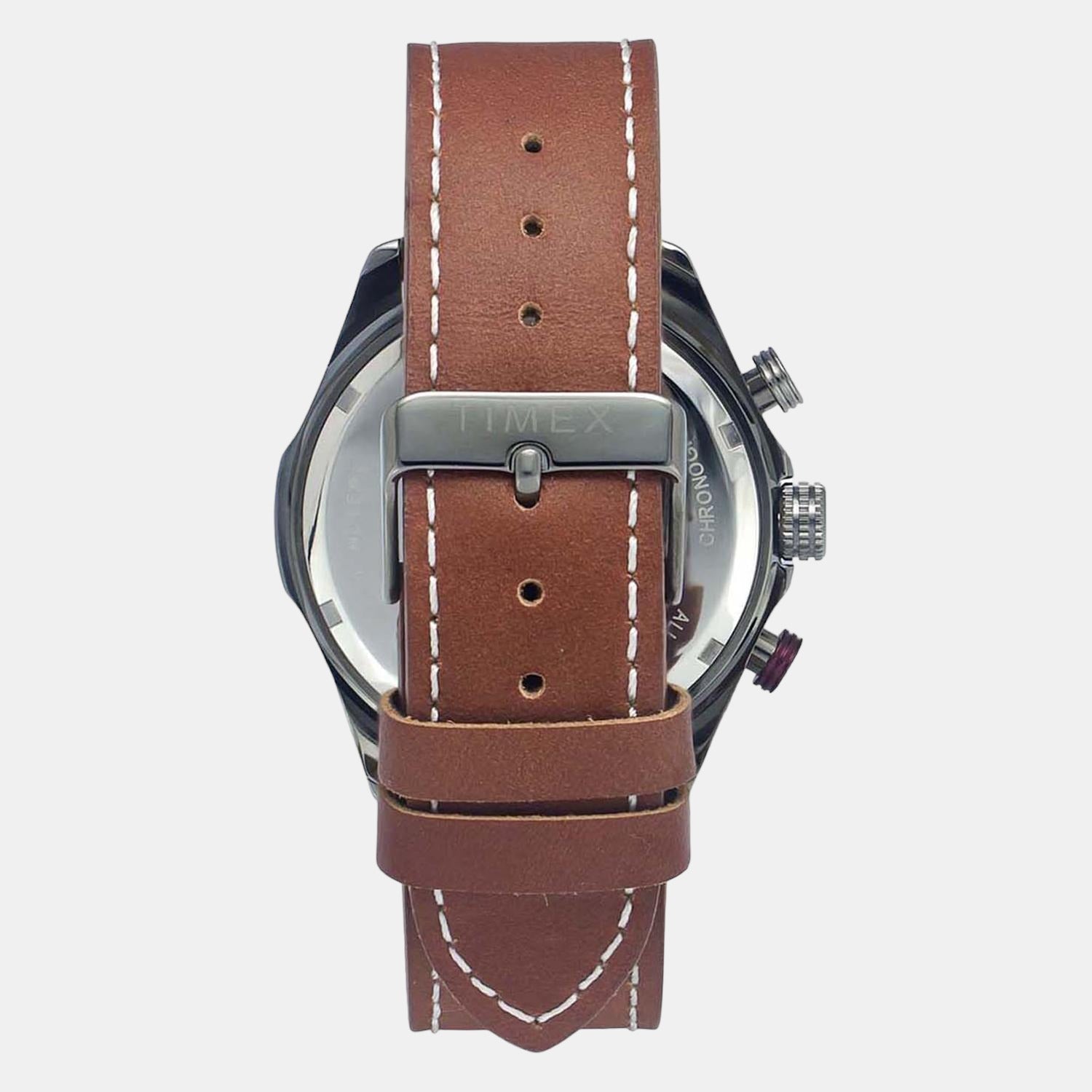 E Class Men Quartz Silver Dial Chronograph Leather Watch TWEG20303