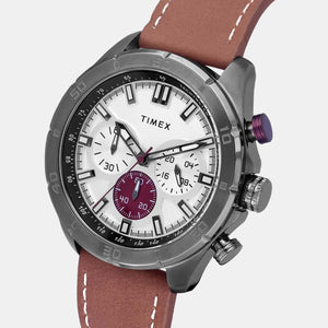 E Class Men Quartz Silver Dial Chronograph Leather Watch TWEG20303