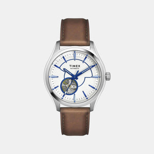 E Class Men Quartz Silver Dial Analog Leather Watch TWEG21001